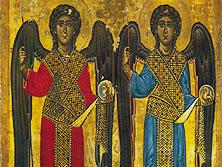 Two angels painted in Byzantium between 395 and 1453AD