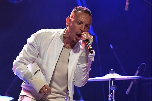 Musician Chester Bennington performs with the Hellcat Saints at the 2016 Rhonda's Kiss Benifit honoring Johnny Depp at El Rey Theatre on 3 November 2016 in Los Angeles, California