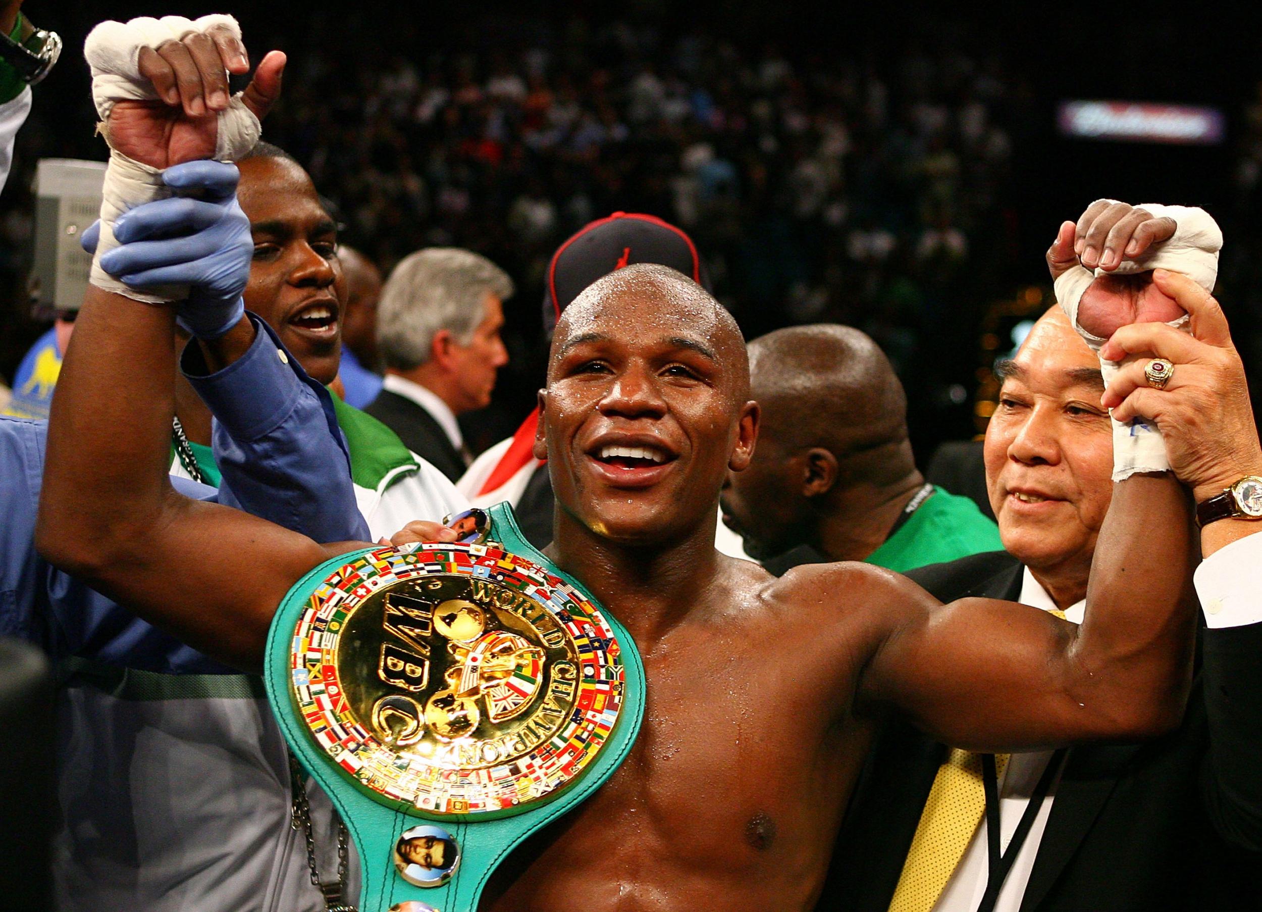 Mayweather after his famous victory over De La Hoya in 2007