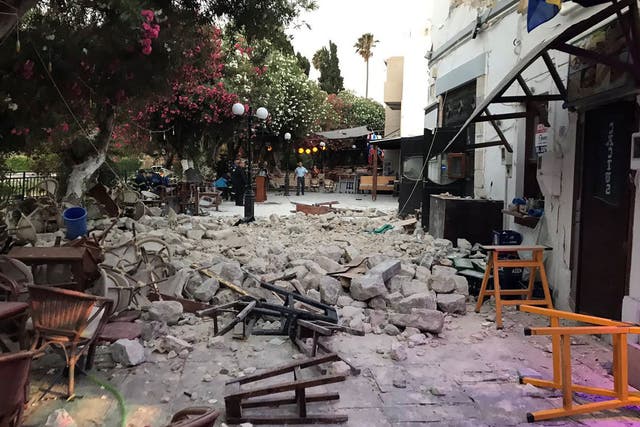 Damage caused by the quake in Kos