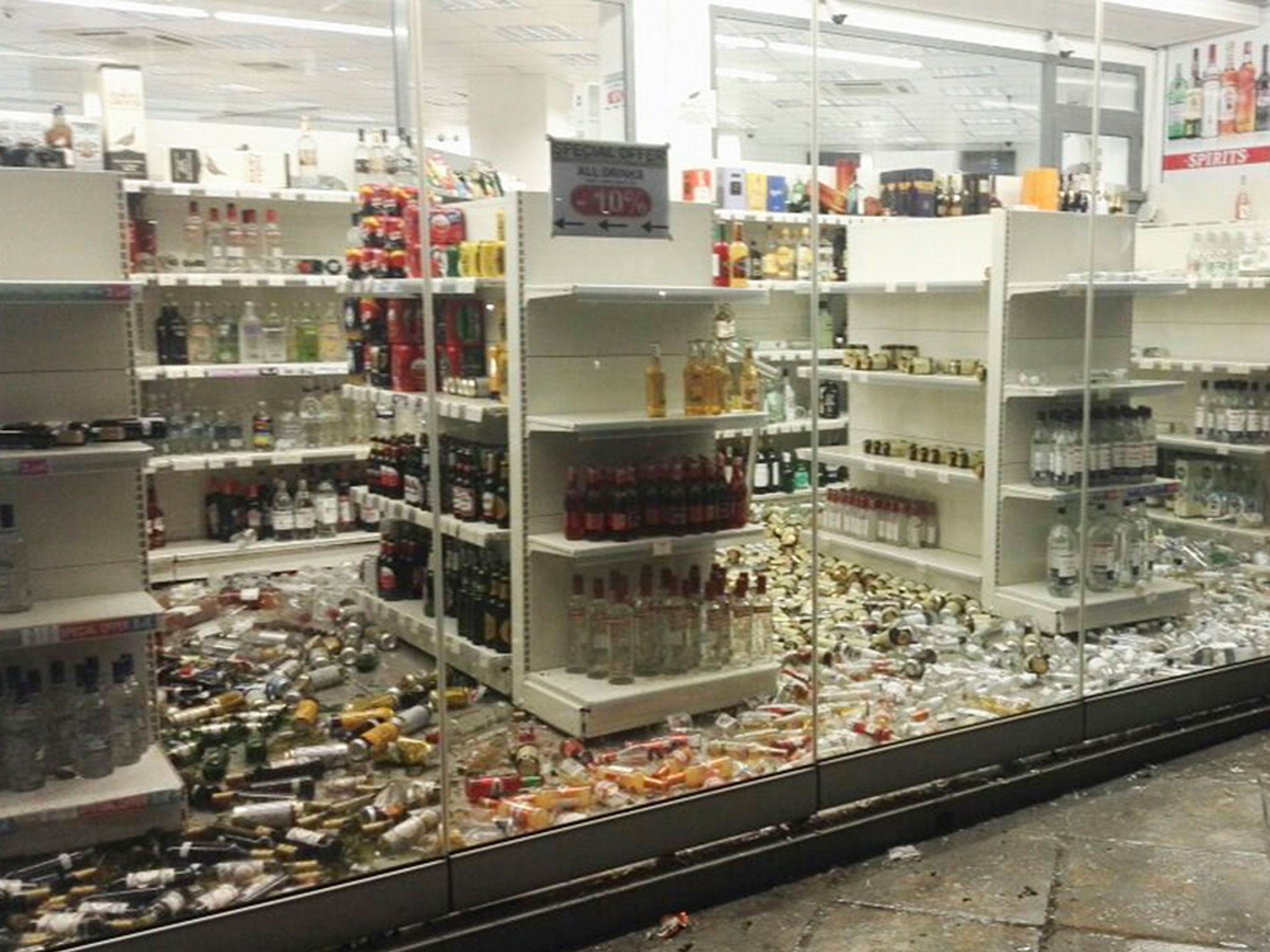 Stock at an off licence on Kos was completely destroyed