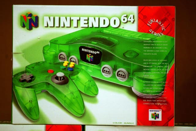 Boxes of the Nintendo 64 video game system sit on the shelves October 26, 2000 at a Toys R Us store in El Paso, Texas