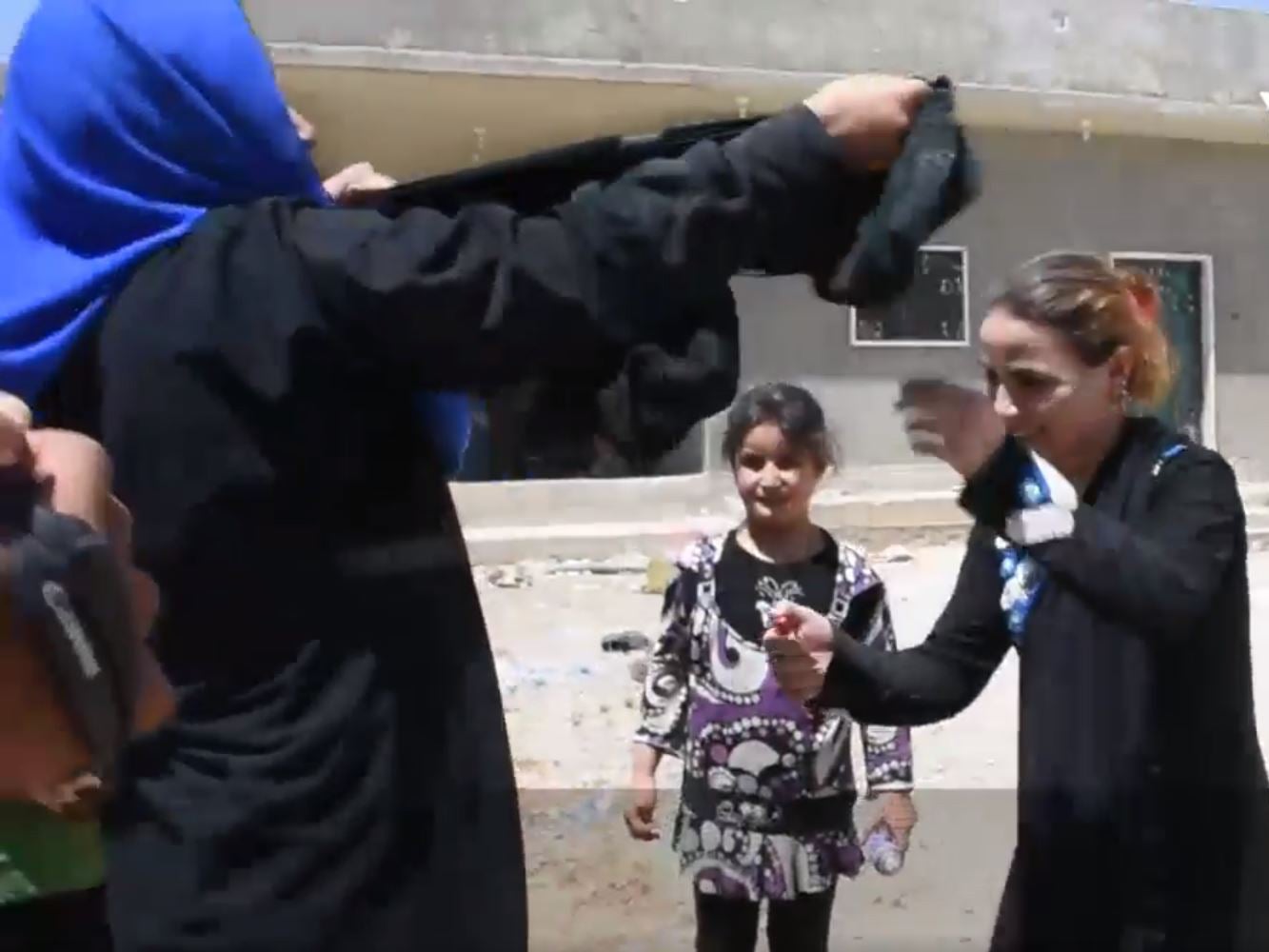 Syrian women after being freed from the Isis stronghold in Raqqa