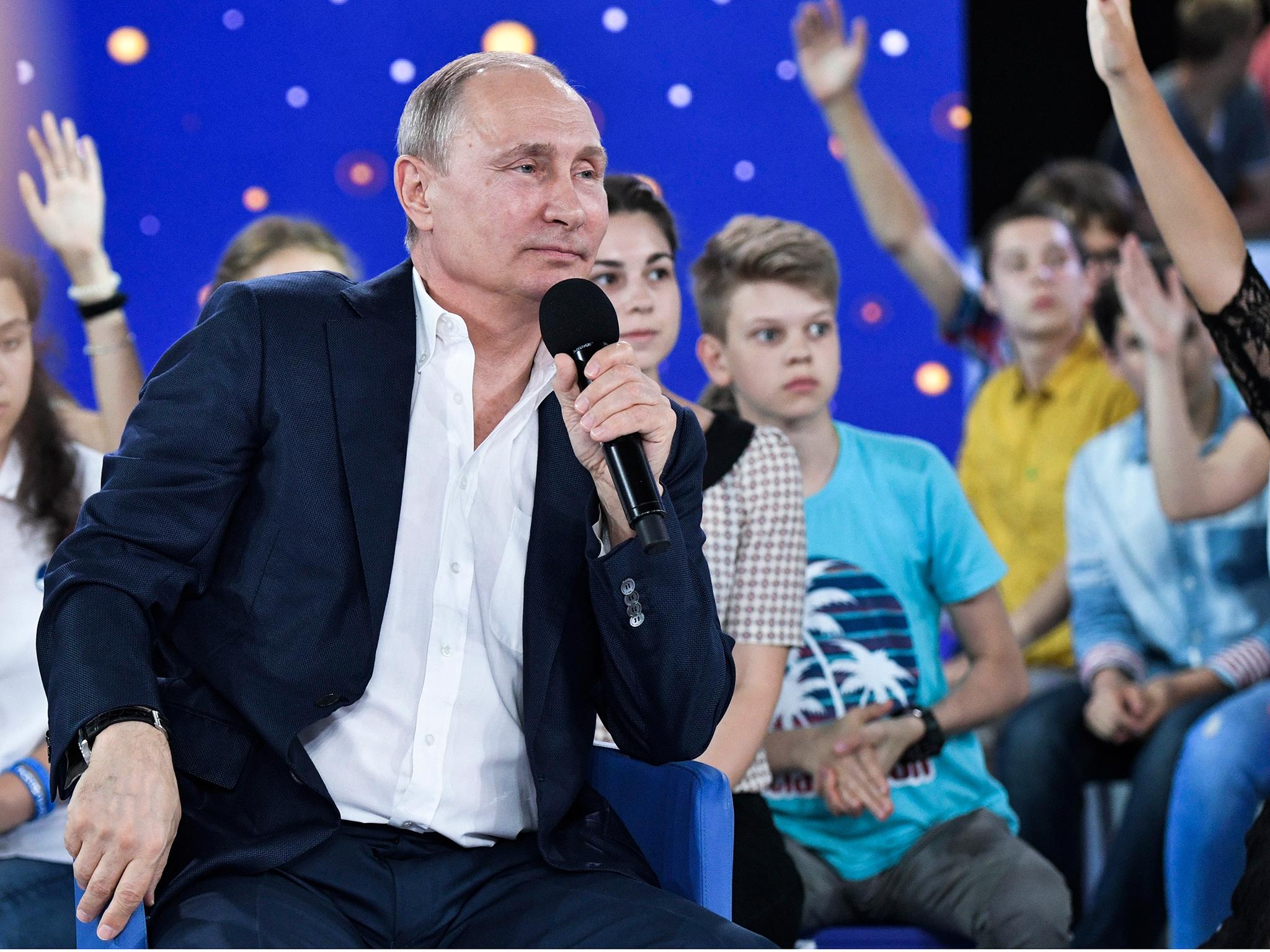 Vladimir Putin was speaking during a three-hour question and answer session with Russian children at a school in the Black Sea city of Sochi