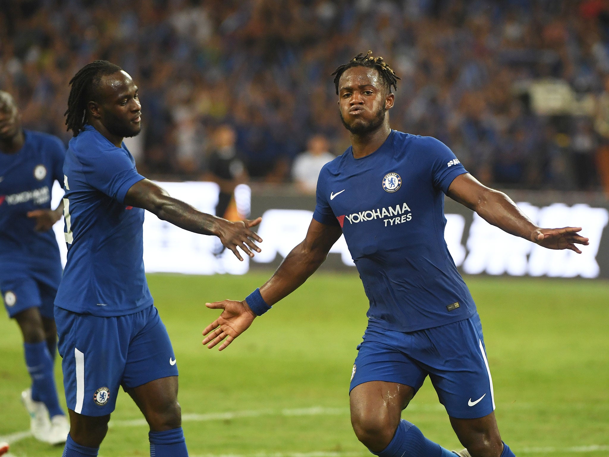 Michy Batshuayi celebrates scoring for Chelsea