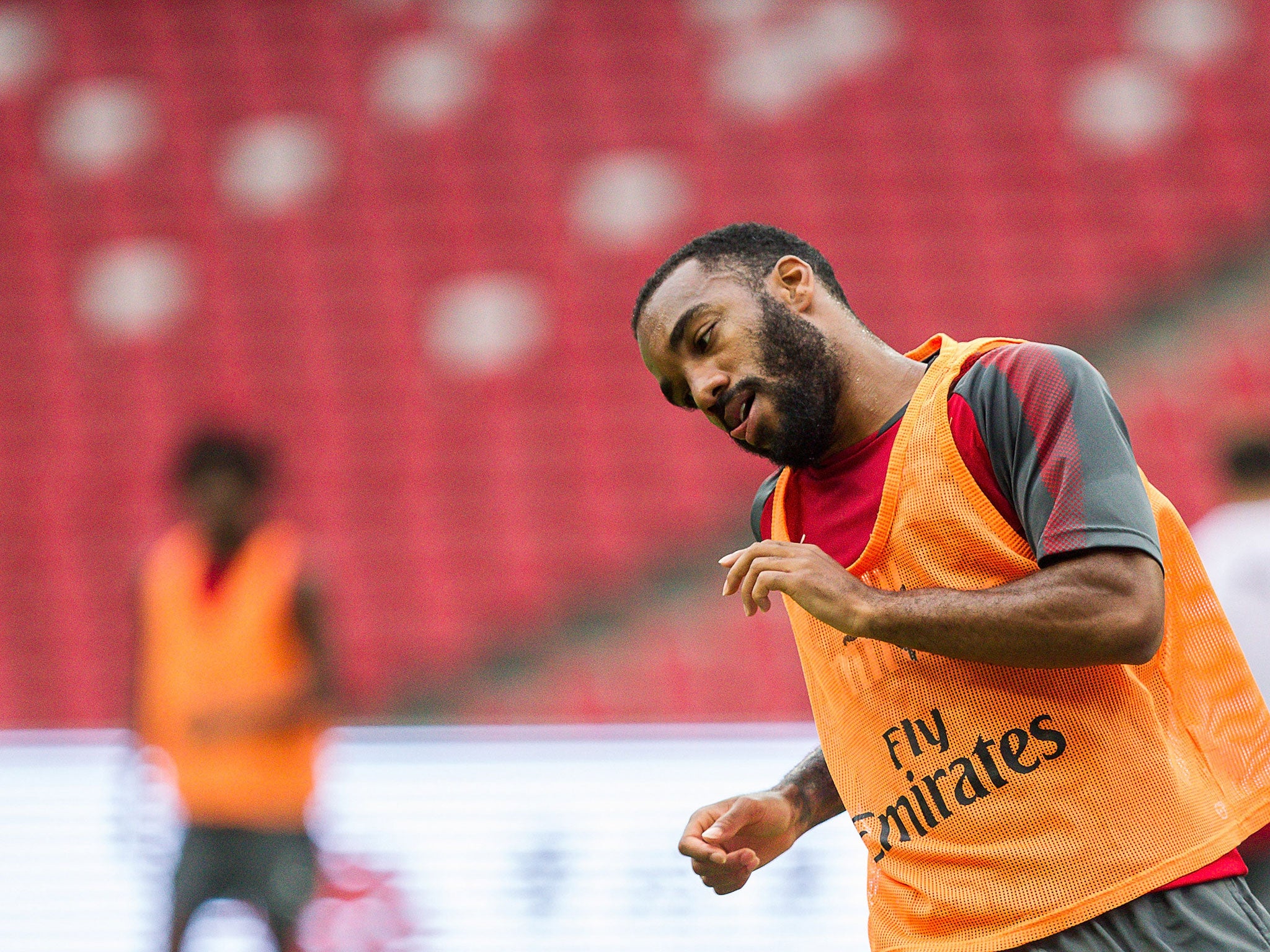 Lacazette in training ahead of today's game