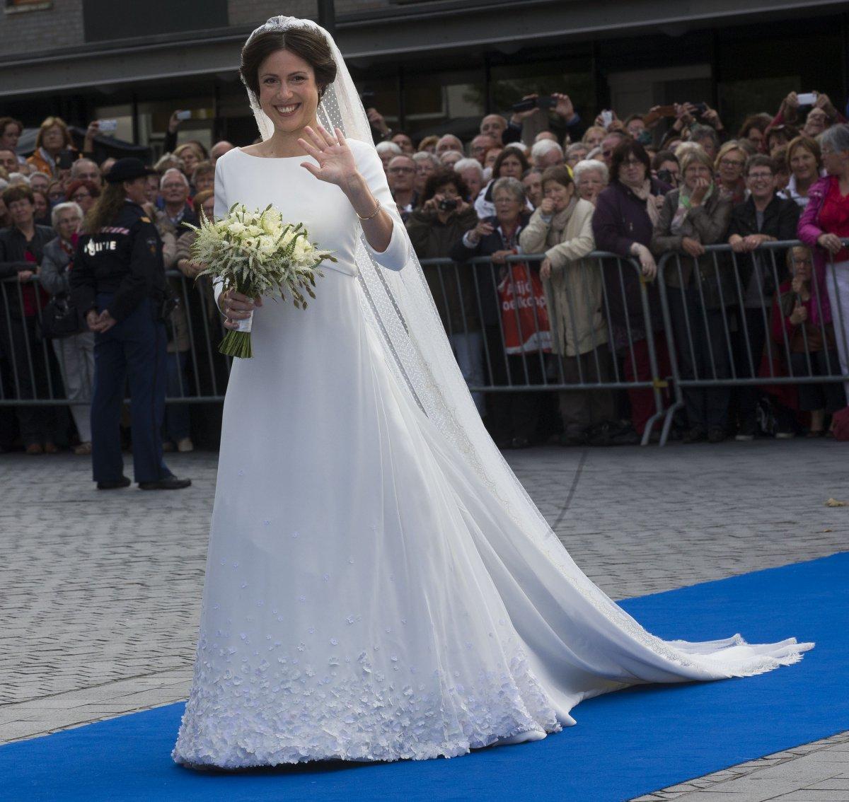 Viktoria Cservenyak arrives for her wedding with Prince Jaime de Bourbon Parme at The Church Of Our Lady At Ascension on October 5, 2013 in Apeldoorn, Netherlands.
