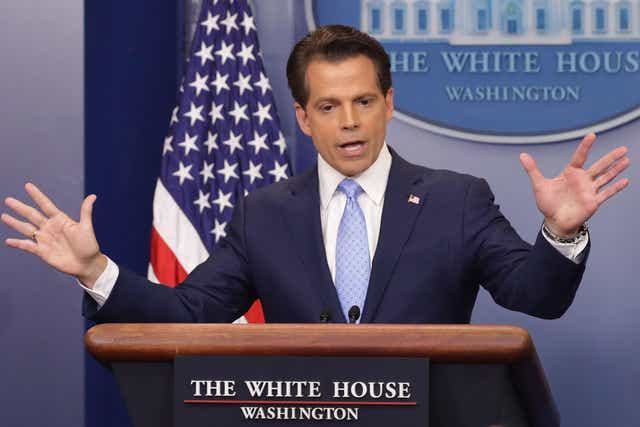 Anthony Scaramucci answers reporters' questions at a recent White House press briefing