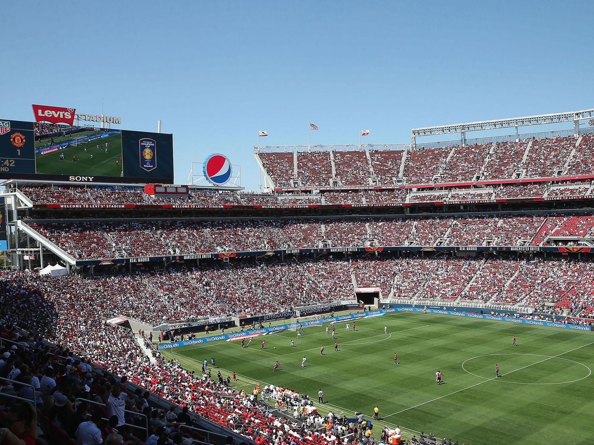 
The game was played out in front of a half empty stadium 