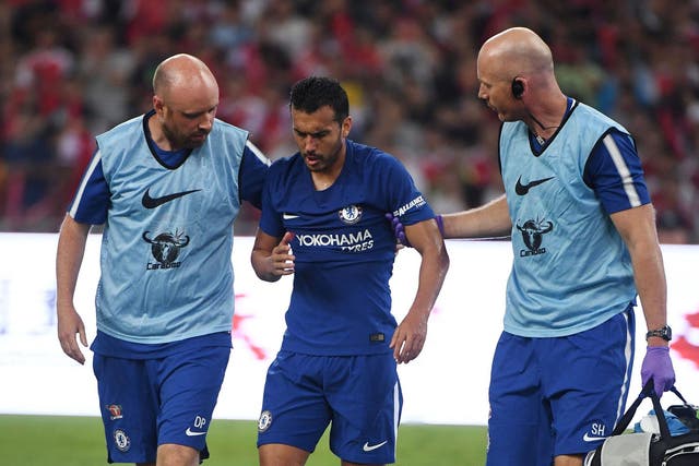 Pedro was left dazed after clashing with David Ospina
