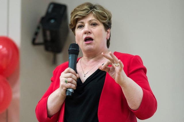 Emily Thornberry speaking at the Hillingdon Civic Centre as part of the campaign to unseat Foreign Secretary Boris Johnson from his Uxbridge and South Ruislip seat.