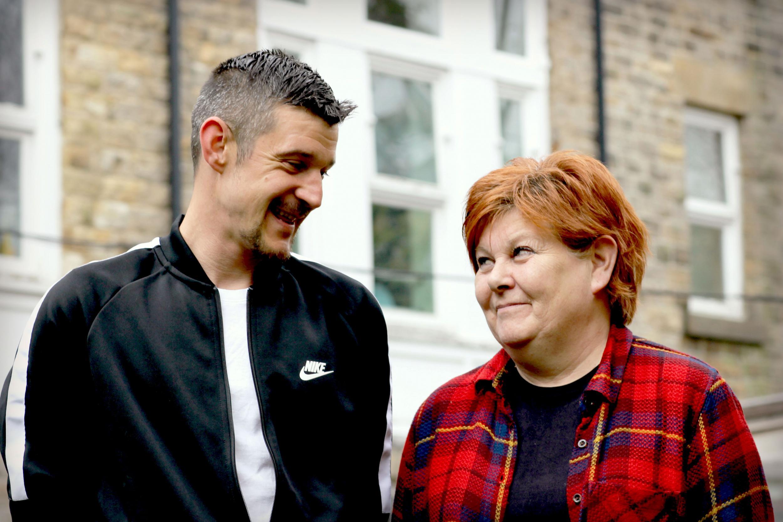 Micky with his key worker Polly, from the Phoenix Futures project in Sheffield, in this harrowing, moving documentary