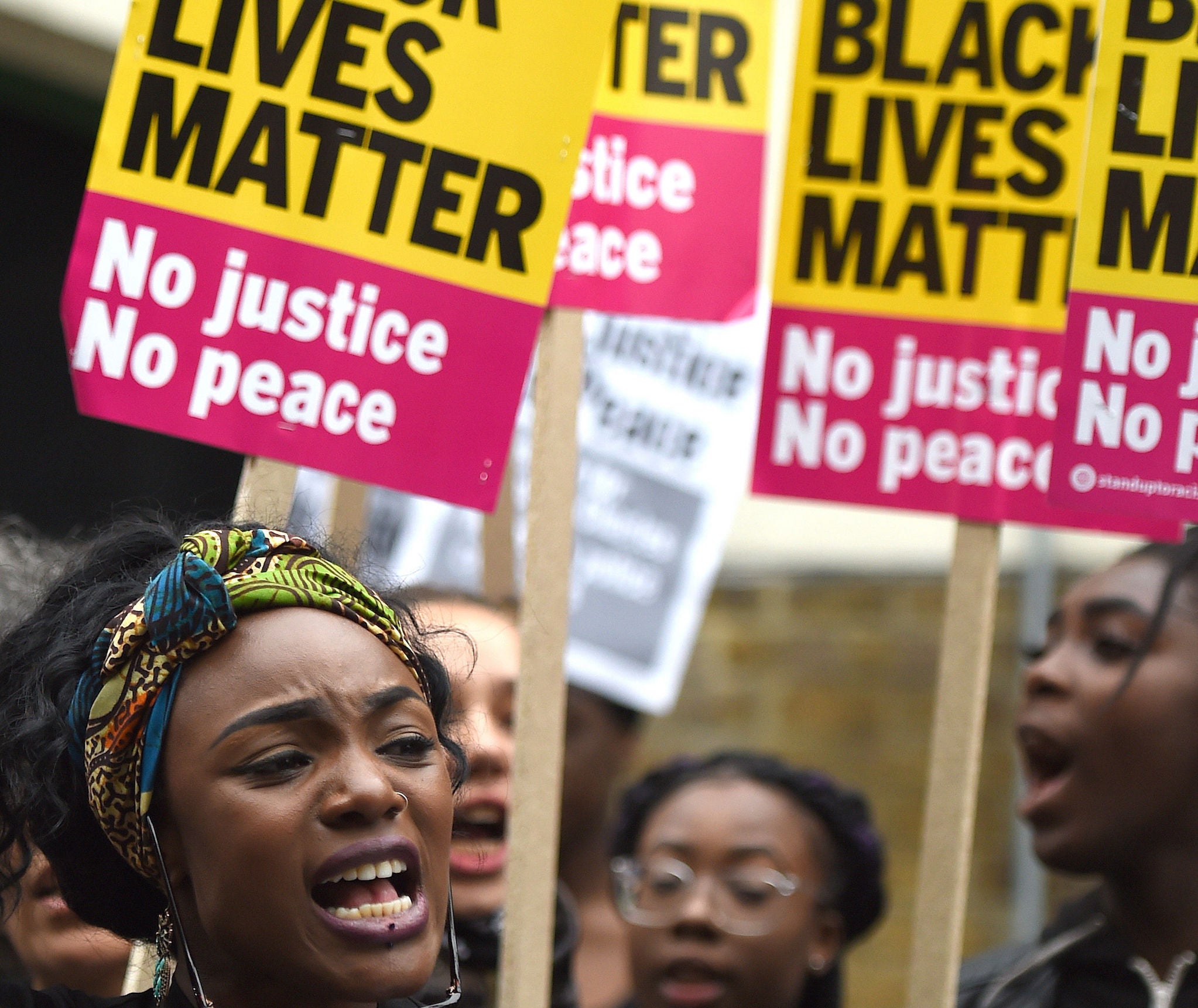 Protesters at an anti-racism demonstration in the UK