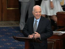 McCain votes for Trump's health bill despite rousing speech against it