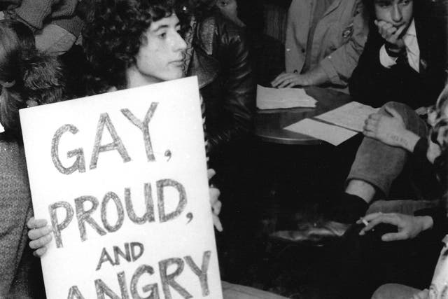 Peter Tatchell pictured at a sit-down protest in a pub in Chepstow in 1971