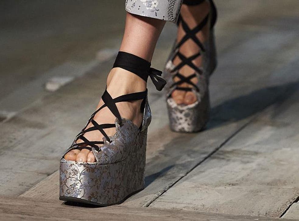 Erdem contrasted a hyper-feminine collection with clunky platform sandals