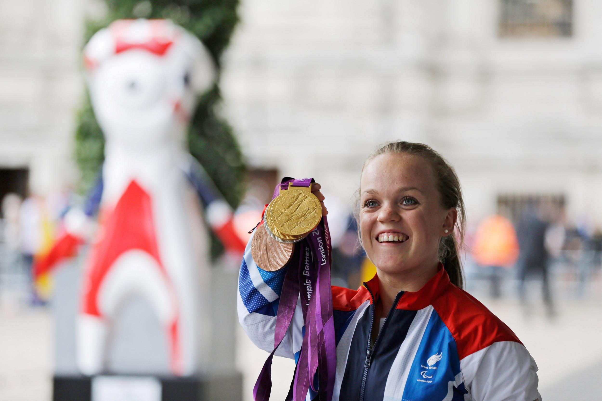 The Briton with her medal haul from the 2012 Paralympic Games