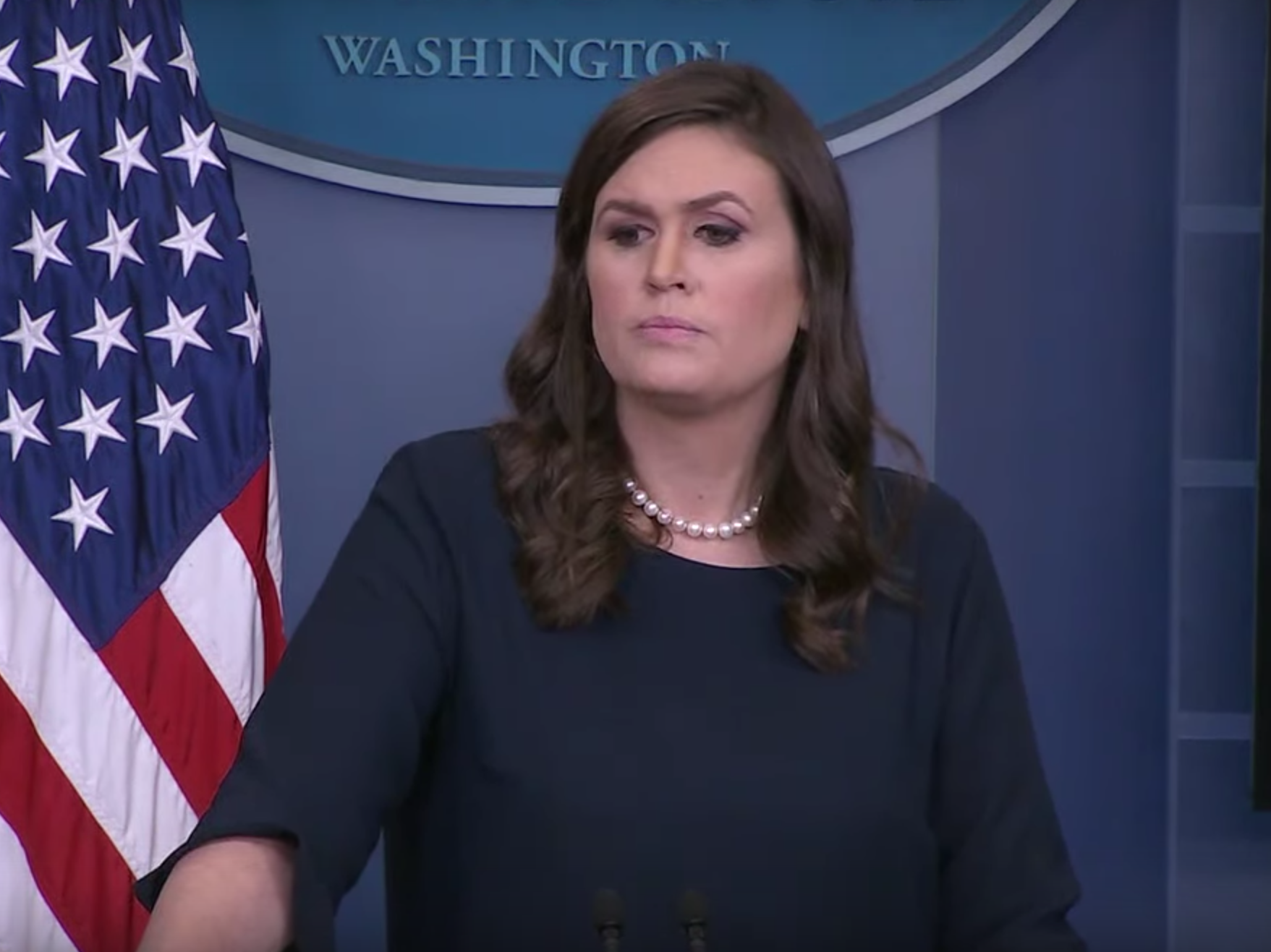 Ms Sanders choked up while describing heroic acts of victims in Las Vegas