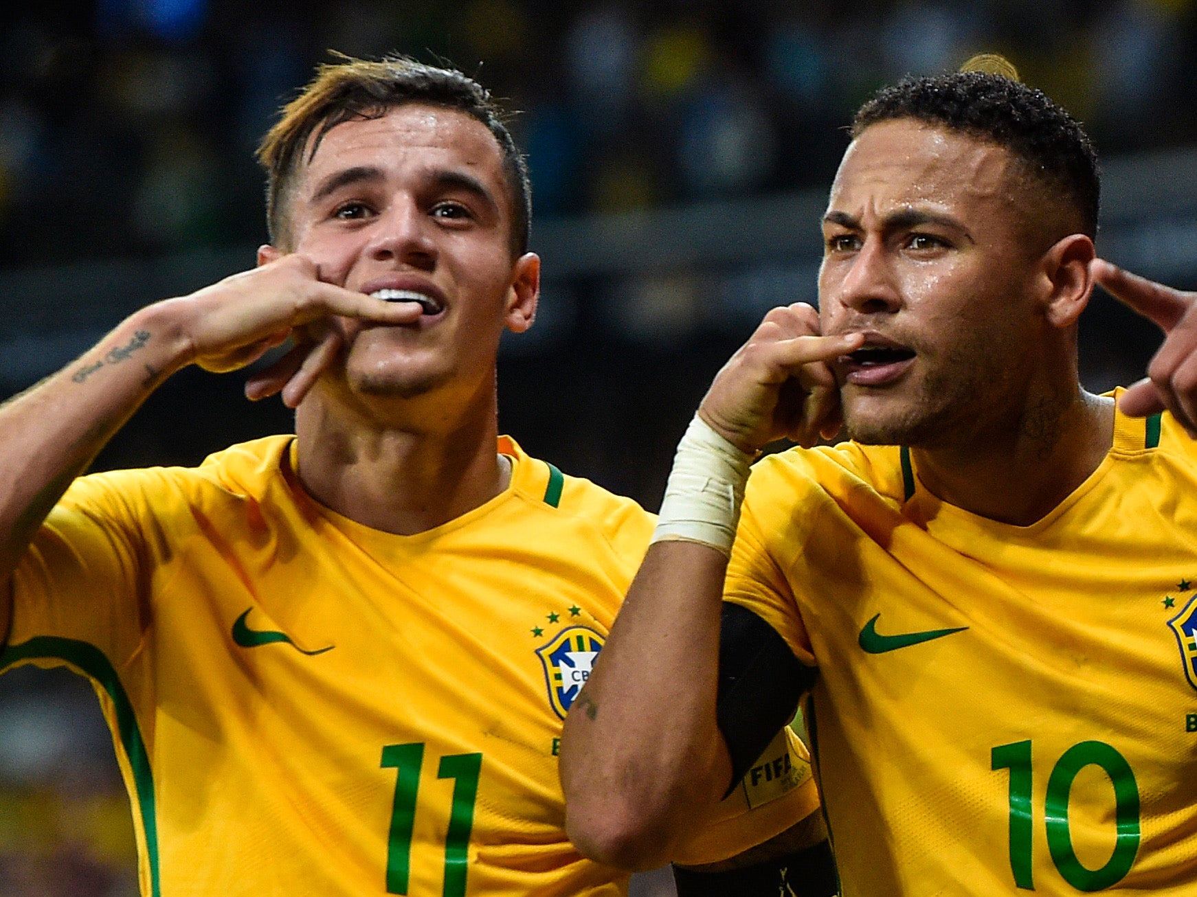 Coutinho and Neymar are close friends on and off the field with Brazil