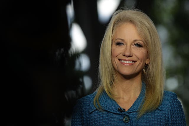 White House Counselor Kellyanne Conway participates in an interview with CNN at the White House