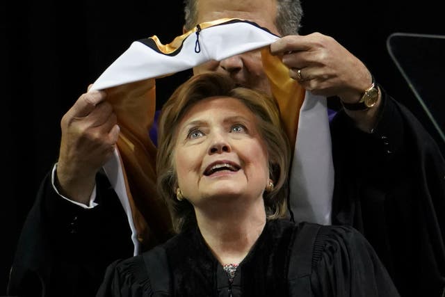Hillary Clinton receives an honorary degree from Medgar Evers College in the Brooklyn borough of New York City, June 8, 2017