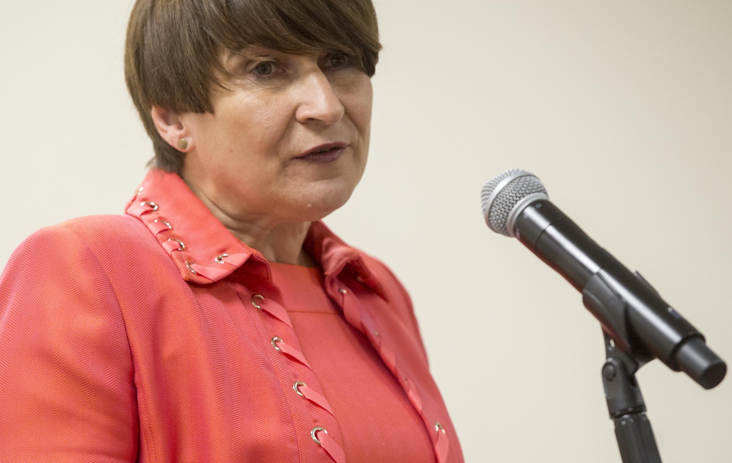 Lilianne Ploumen, Dutch Minister of Foreign Trade and Development Cooperation, speaks during a Global Gender Forum on Women's Empowerment and Sexual Health