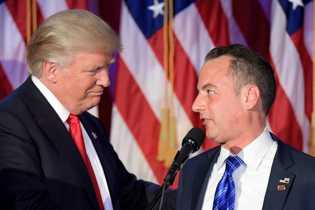 President Donald Trump and his former chief of staff Reince Priebus, who is likely to be interviewed as part of the Russia investigation