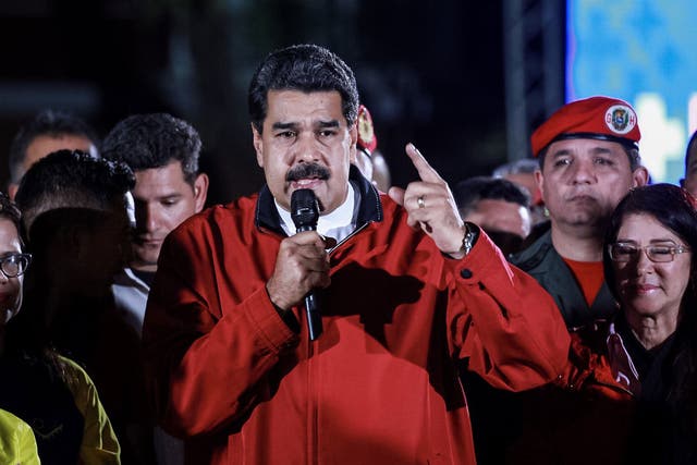 Venezuelan President Nicolas Maduro celebrates election results after a national vote on his proposed Constituent Assembly