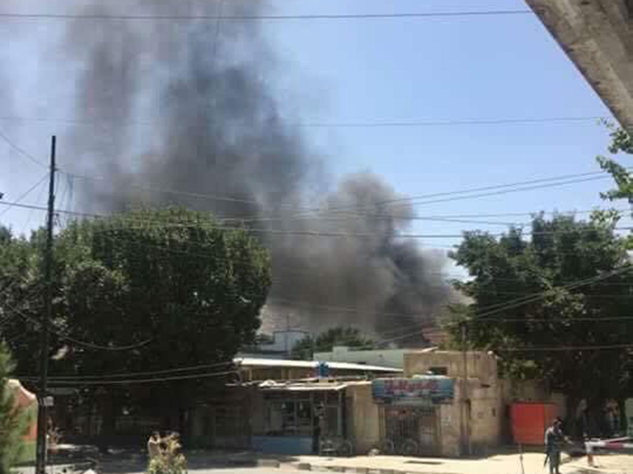 Smoke rises from the area near the Iraqi embassy