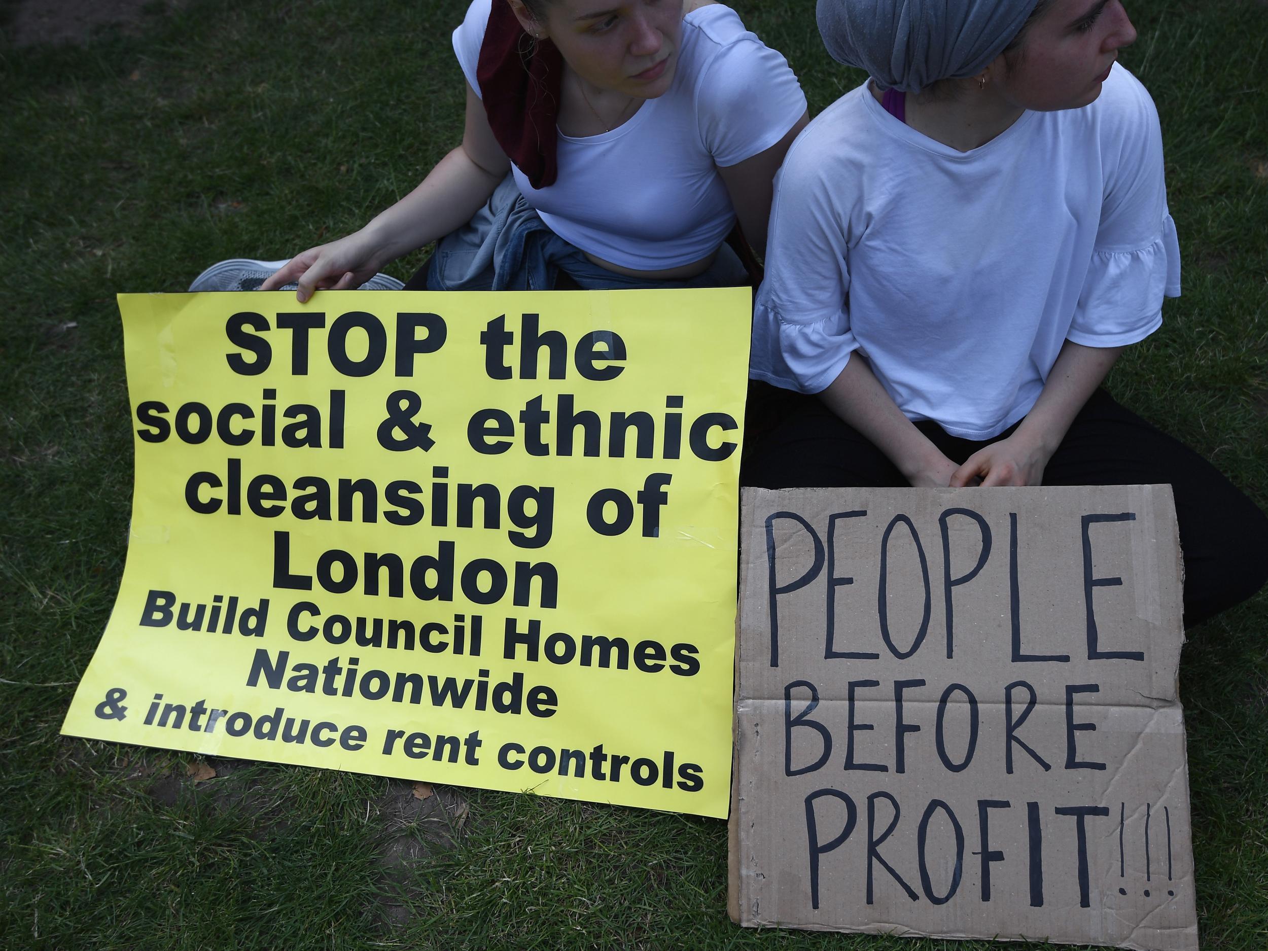 Protesters following the Grenfell fire