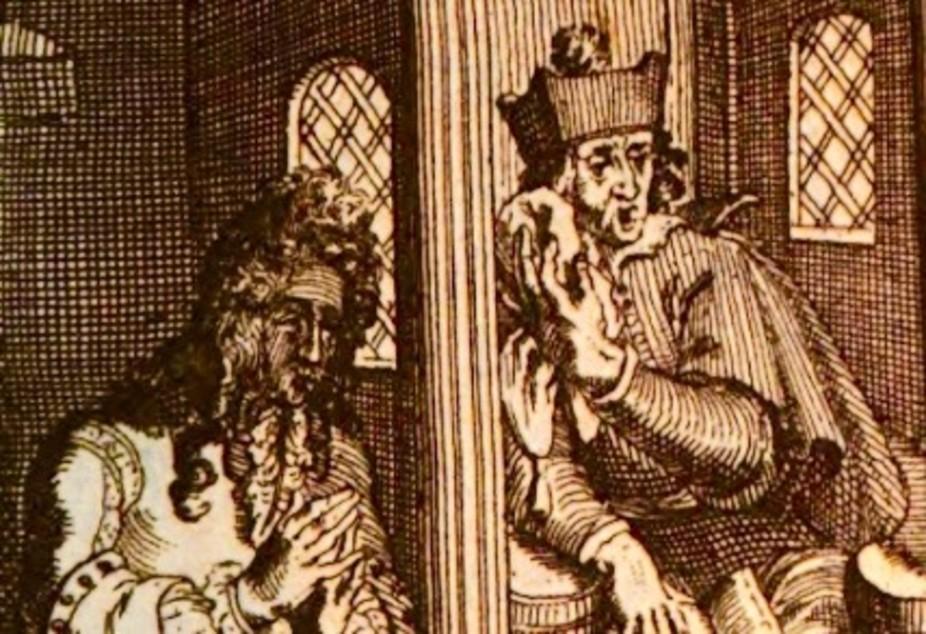 Louis XIV ‘confesses his sins’ to Pere de la Chaize, 1694