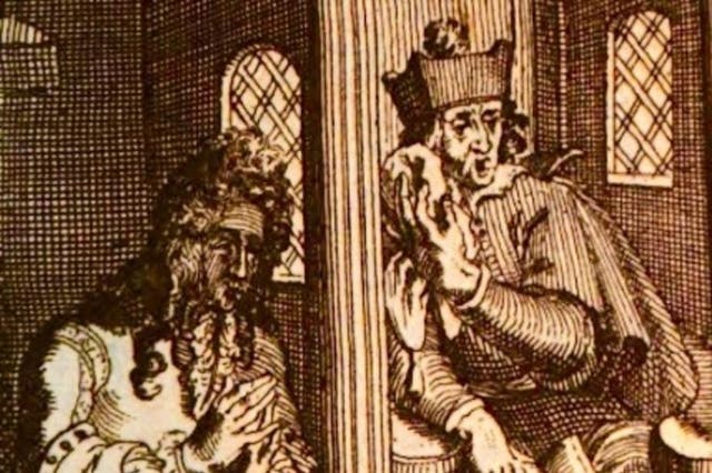 Louis XIV ‘confesses his sins’ to Pere de la Chaize, 1694
