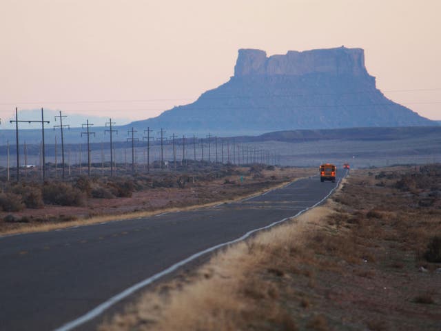 School buses carry children across the vast Navajo Nation