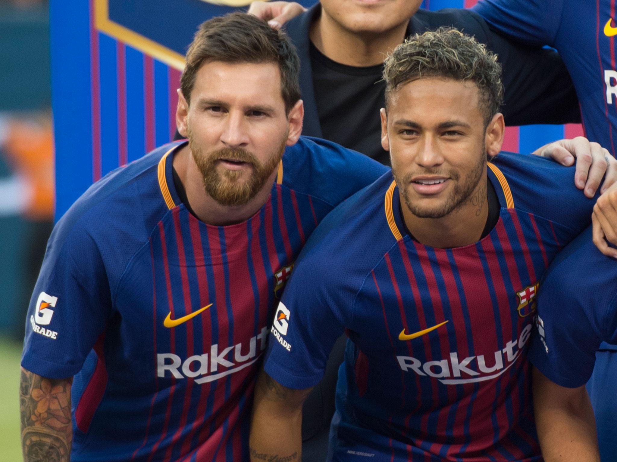 Lionel Messi says his goodbye to Neymar ahead of the Brazilian's £198m