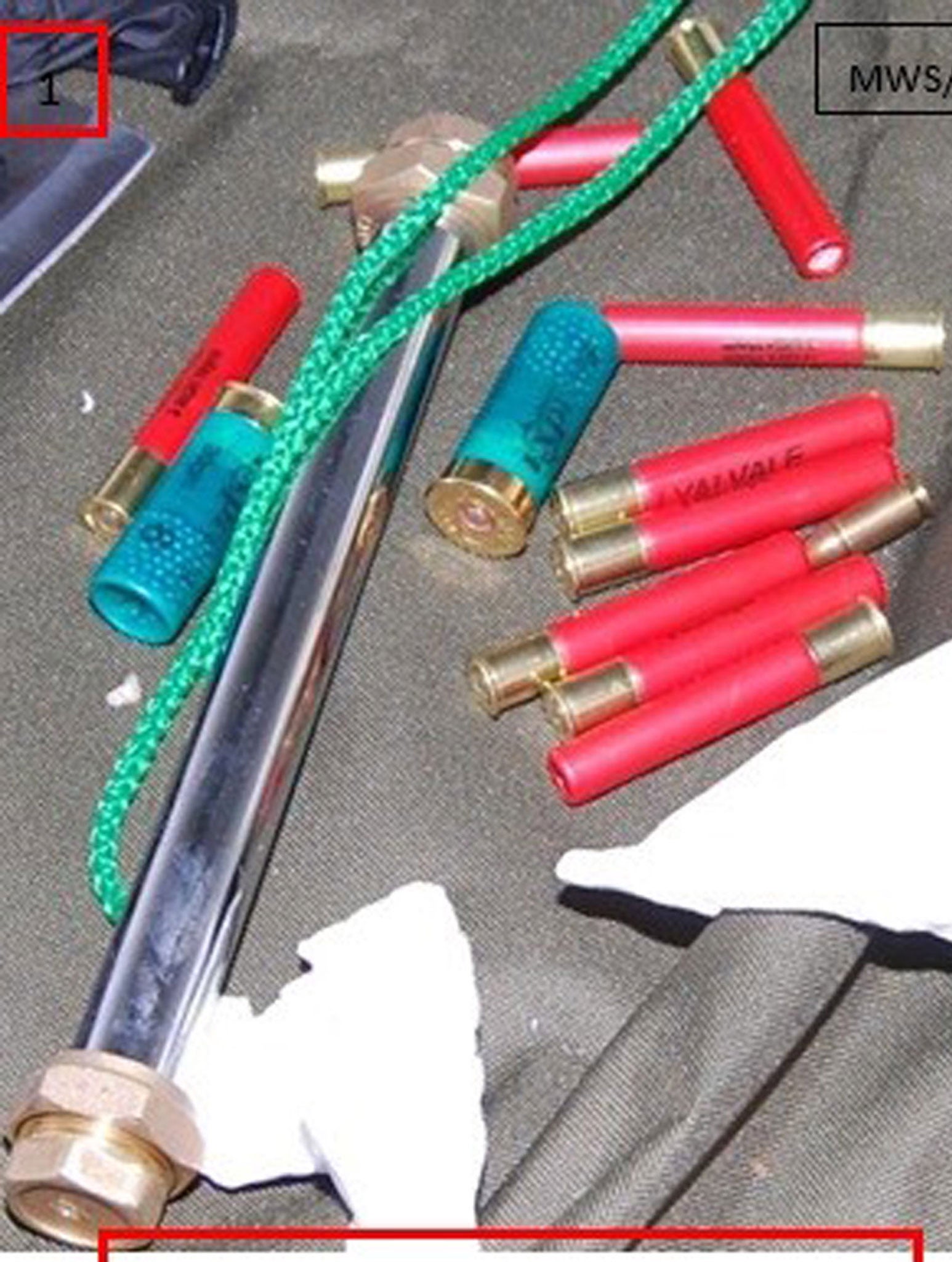 Shotgun cartridges and a partially constructed pipe bomb that was found stashed in Naweed Ali’s Seat Leon car