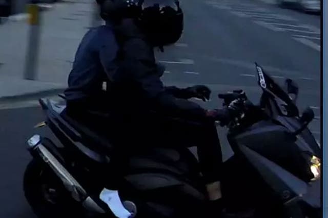 Police would like to speak to these two moped riders following a liquid attack in Knightsbridge on 31 July