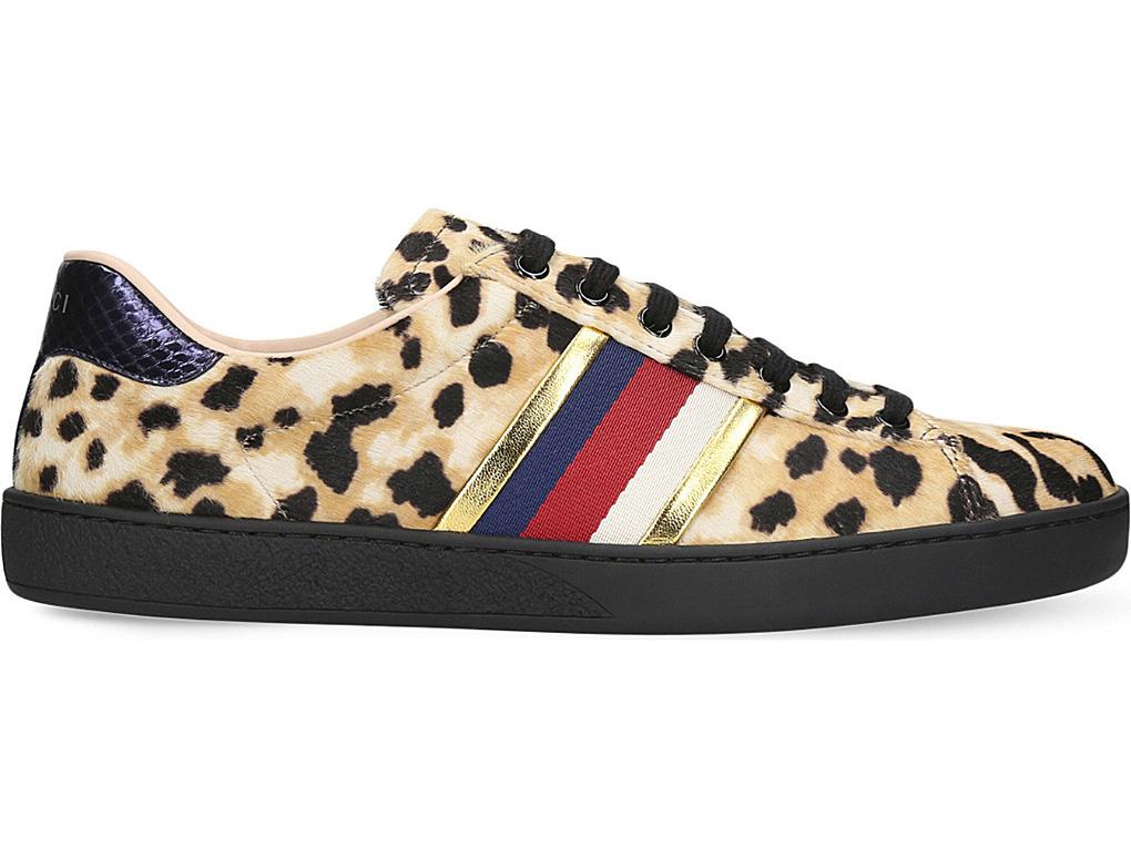 Gucci, New Ace Leopard Print Pony Hair Trainers, £640, Selfridges