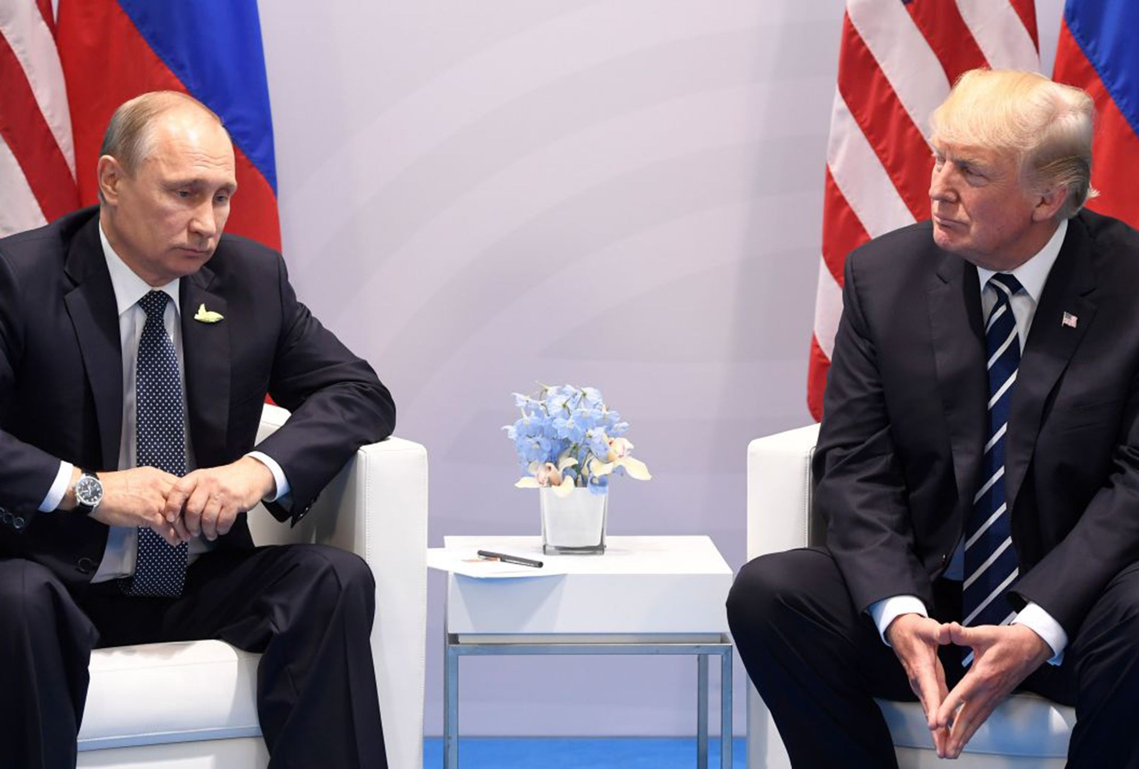 Vladimir Putin and Donald Trump at the G20 Summit in Hamburg last month