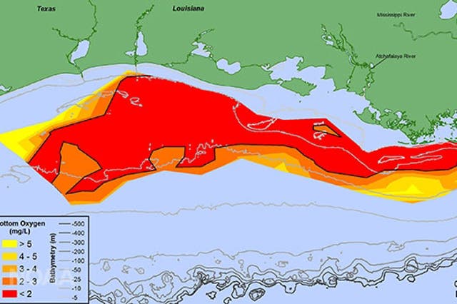 Gulf of Mexico dead zone July 2017