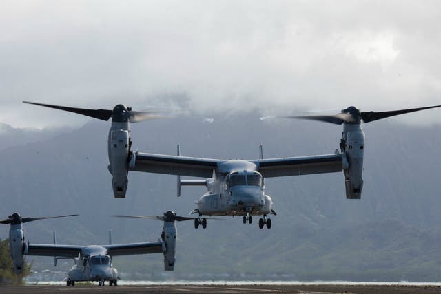 The US military has been in the area for training exercises with their Australian counterparts which have involved the MV-22, also known as an Osprey