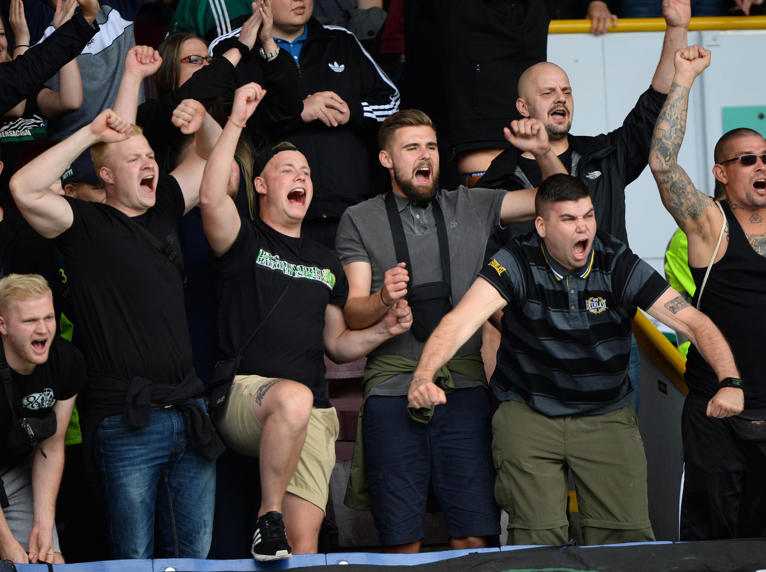 Seats were ripped out and thrown at the home fans