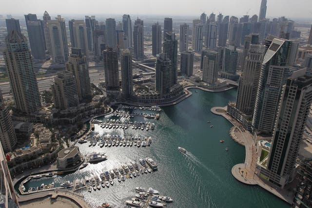 A general view of Dubai Marina in Dubai, United Arab Emirates