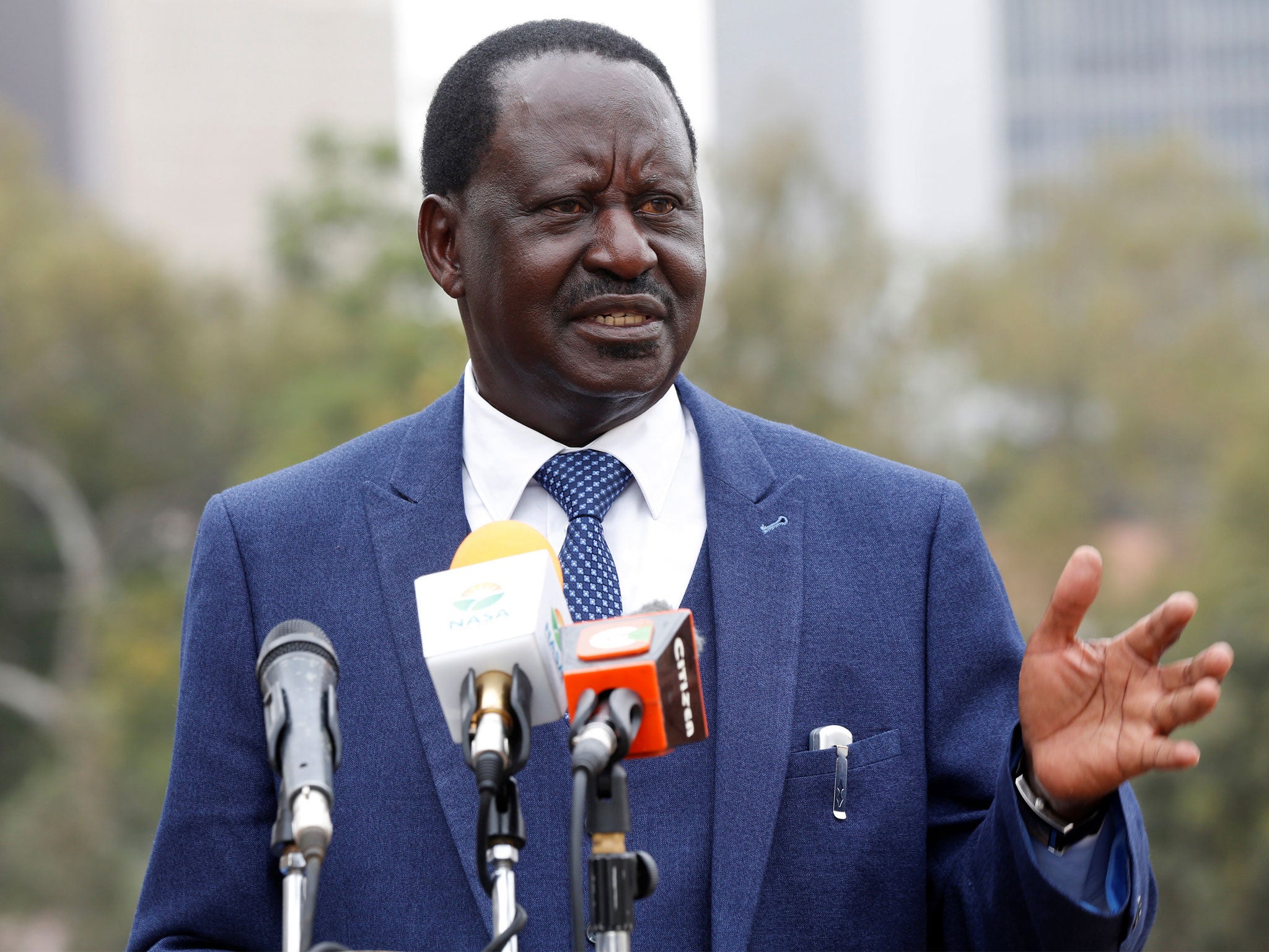 Opposition leader Raila Odinga, the presidential candidate of the National Super Alliance