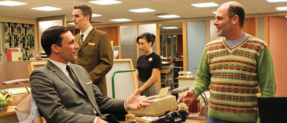 Weiner (right) on the set of 'Mad Men'