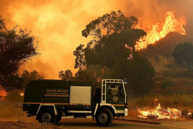 Wildfires have spread across southern Europe, including Sicily, over the last month