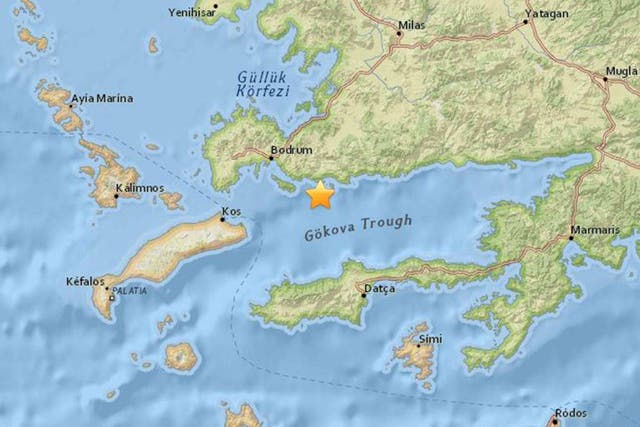 The 5.3 magnitude quake struck 15km (about nine miles) southeast of the Aegean coastal town of Bodrum, at a depth of 10km