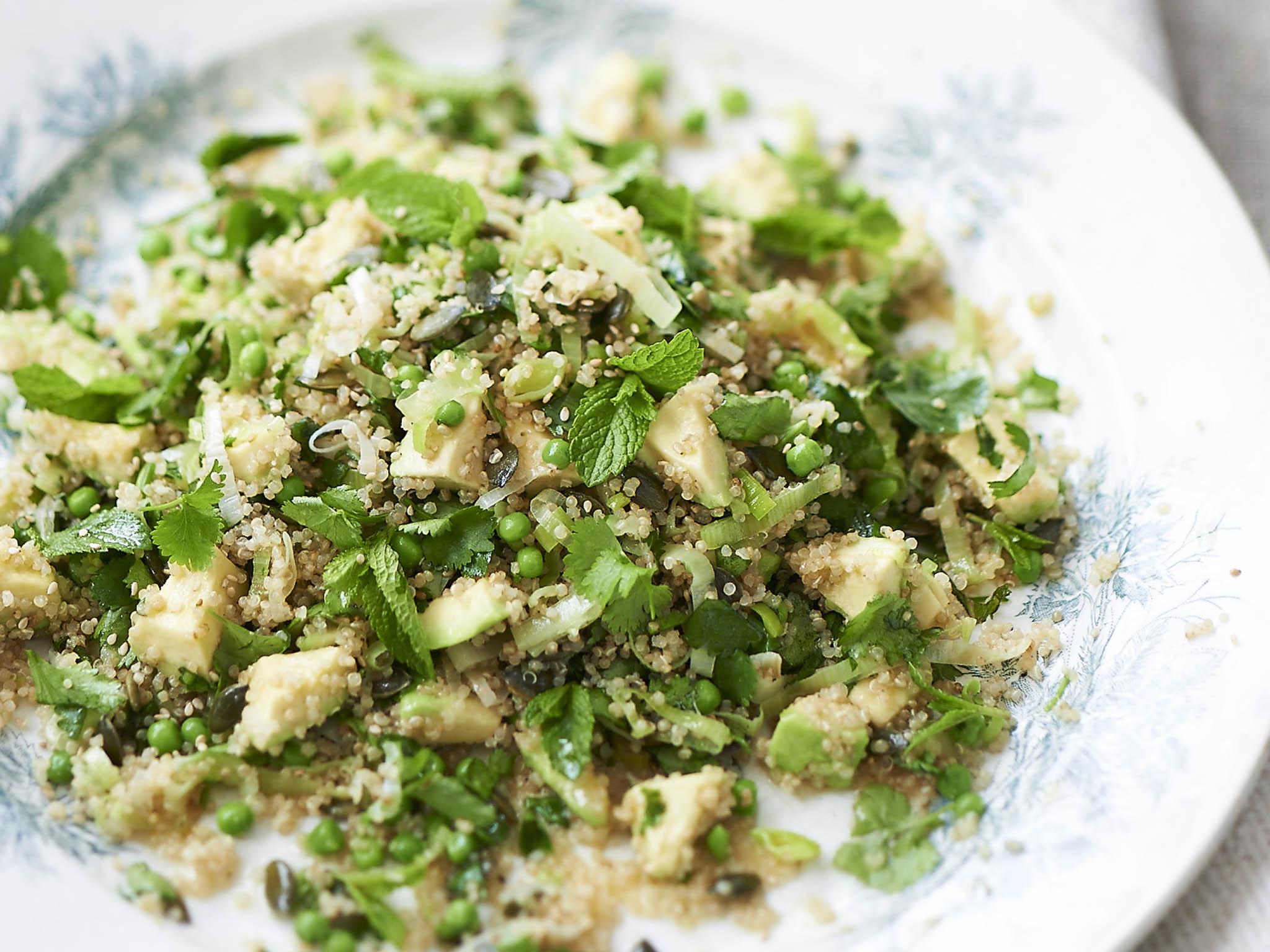 How to make quinoa with sauteed leeks, peas and avocado | The ...