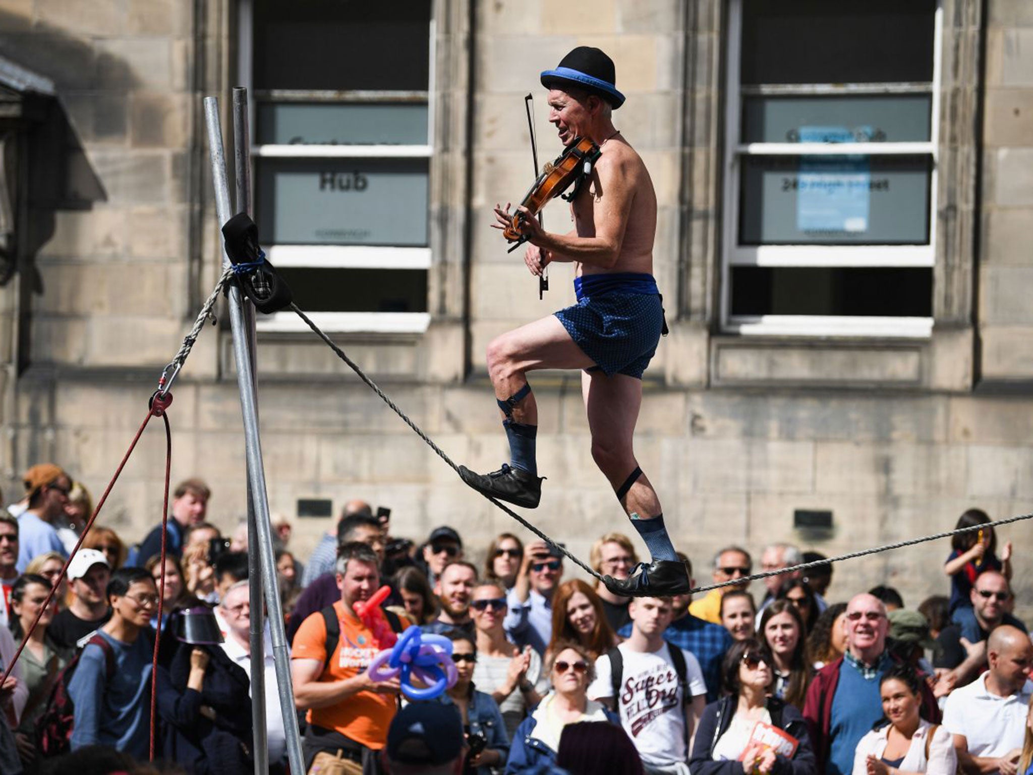 Aye wire: entertainment on the Royal Mile comes with a twist. And sock suspenders