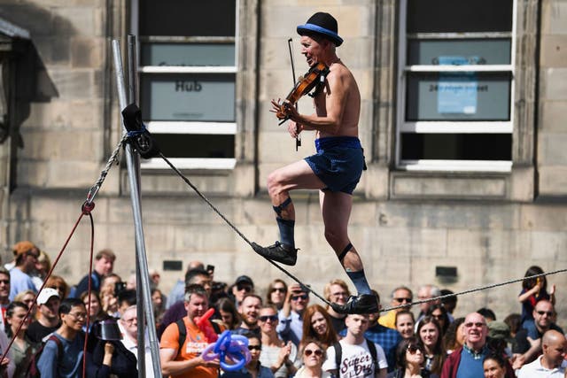 Aye wire: entertainment on the Royal Mile comes with a twist. And sock suspenders
