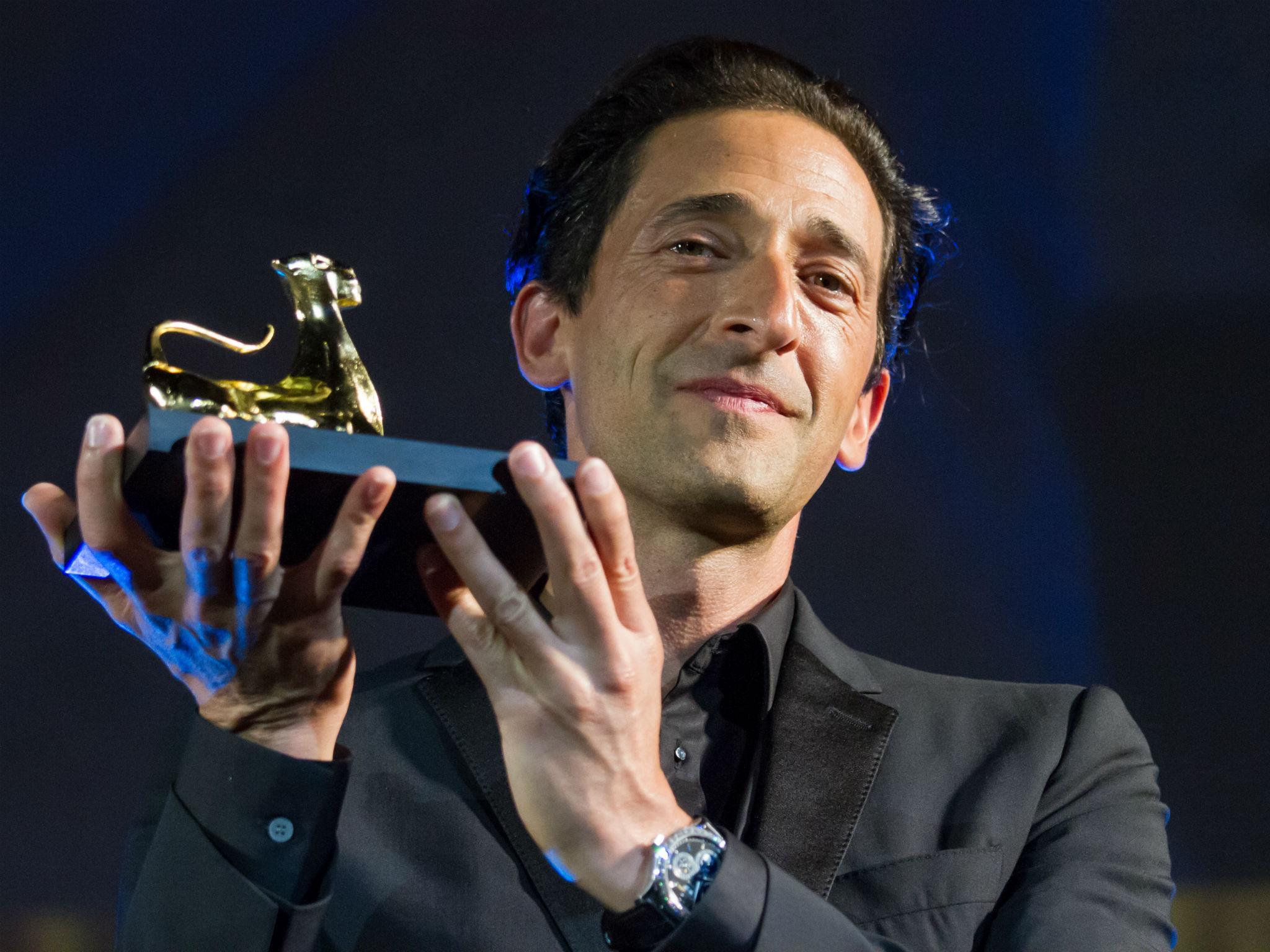 Actor Adrien Brody collects the Leopard Club Award at the Locarno Film Festival